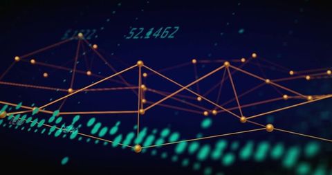 Abstract data network with digital graph and connections