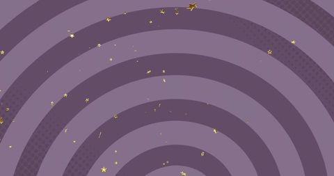 Mauve radial rings with gold star flecks and halftone texture, festive abstract background