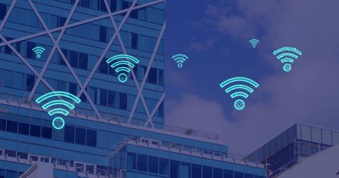 Futuristic Digital Wifi Concept Over Modern Cityscape - Download Free Stock Images Pikwizard.com