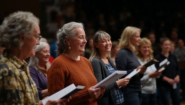 Joyful Choir Rehearsal with Mature Female Singers