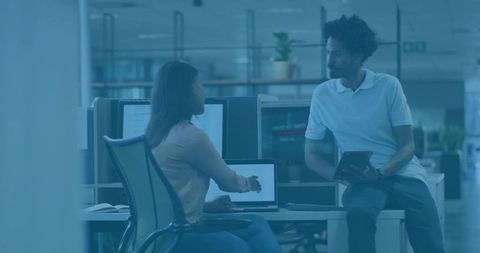 Collaborating Coworkers in Modern Office Environment