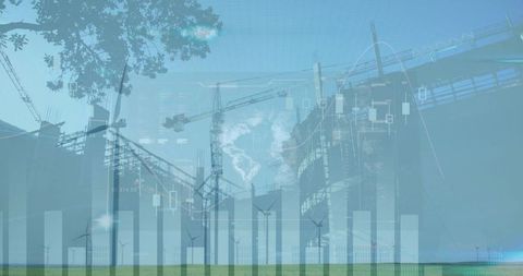 Modern Construction Zone with Renewable Energy Elements