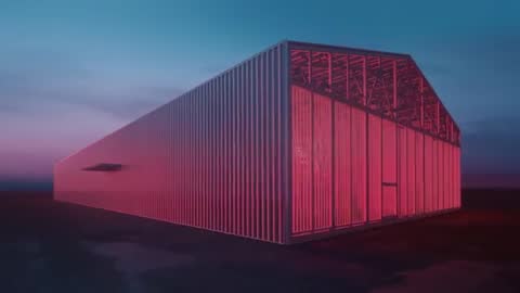 Futuristic Industrial Structure Glowing at Dusk