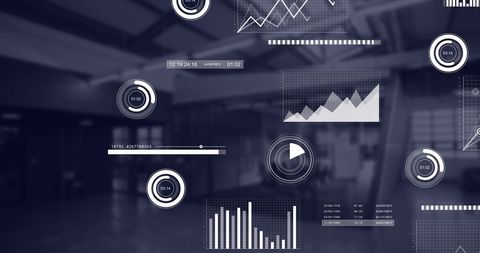 Digital Data Visualization Overlaying Office Interior - Download Free Stock Images Pikwizard.com