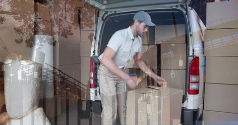 Delivery Logistics with Futuristic Data Overlay - Download Free Stock Images Pikwizard.com