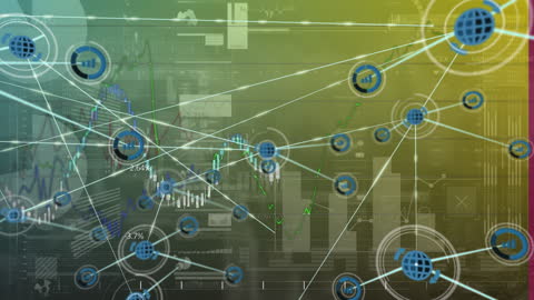 Digital Global Network and Data Processing Conceptualization