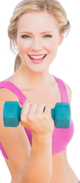 Smiling Woman Exercising with Dumbbell on Transparent Background - Download Free Stock Videos Pikwizard.com