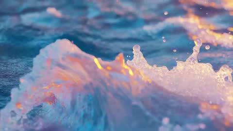 Ocean Wave Crest Sparkling in Sunset Light