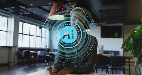 Focused professional taking notes in modern office setting