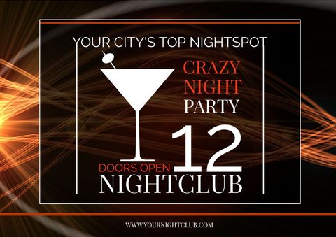 Vibrant Nightclub Party Invitation Design with Cocktail Glass Icon - Download Free Stock Templates Pikwizard.com