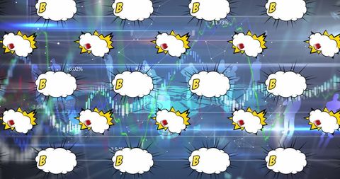Abstract financial boom with cartoon cloud elements