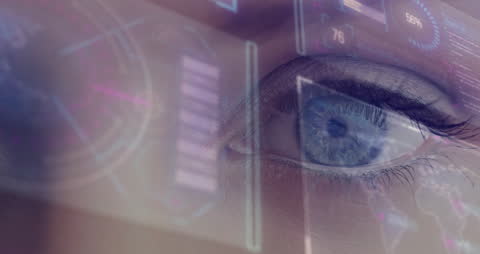 Abstract Data Flow Over Human Eyes and Digital Interface