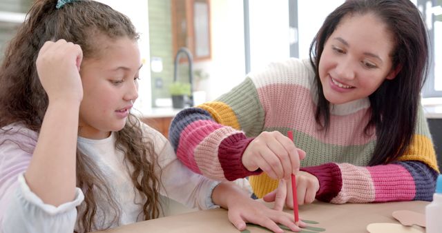 Mother and Daughter Engaging in Creative Art Activity at Home - Download Free Stock Images Pikwizard.com