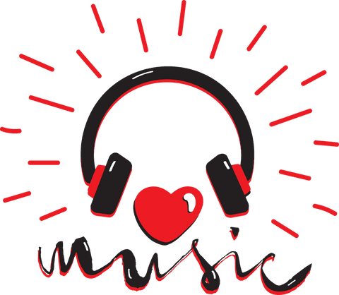 heart and headphones with music text on transparent background - Download Free Stock Videos Pikwizard.com