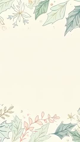 Vertical botanical video revealing cream card with moving leaves and berries for text