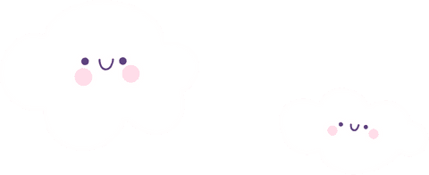 Cheerful clouds with cartoon faces on transparent background