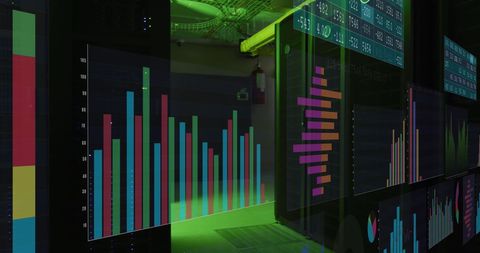 Digital Analytics Interface Overlying Server Room Technology - Download Free Stock Images Pikwizard.com