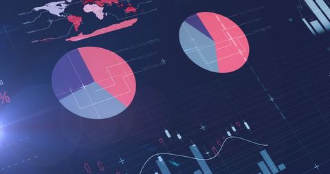 Futuristic Data Visualization with Pie Charts and World Map - Download Free Stock Images Pikwizard.com