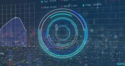 Abstract financial data with futuristic processing interface