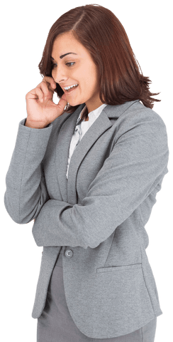 Happy Caucasian Businesswoman on Phone Transparent Image