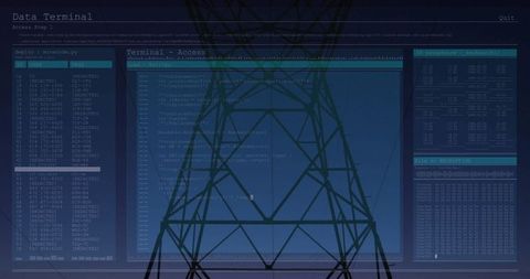 Futuristic Terminal Interface Over Powerline Structure
