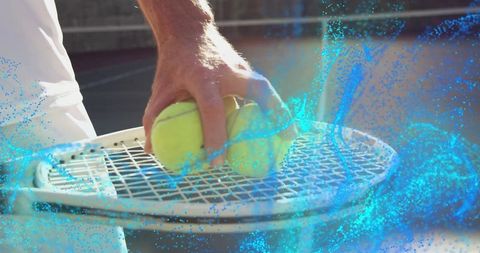Tennis player with futuristic effects on court