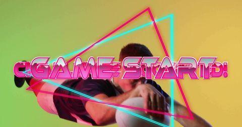 Dynamic rugby sports banner with start game text