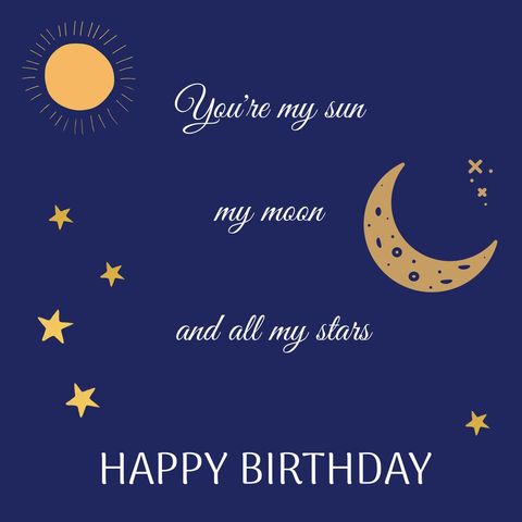 Celestial Themed Birthday Greeting Card Design - Download Free Stock Templates Pikwizard.com