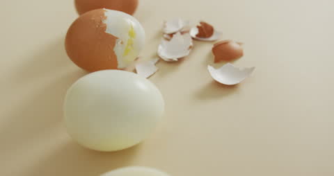 Hard Boiled Eggs with Broken Shells Displaying Freshness and Simplicity