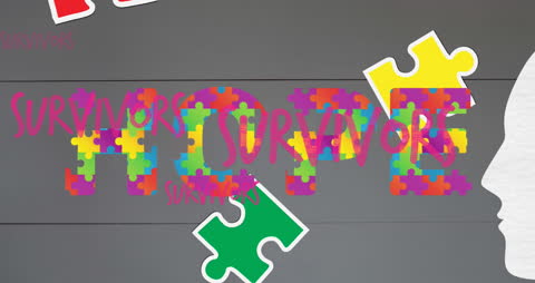 Breast Cancer Awareness Animation with Hope and Puzzle Motif