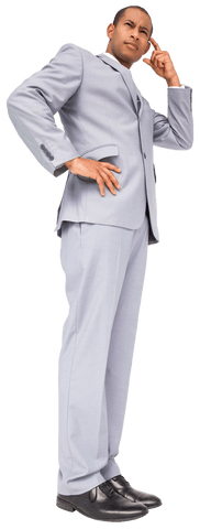 Professional Man in Gray Suit Contemplating on Transparent Background - Download Free Stock Videos Pikwizard.com
