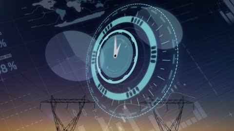 Digital Interface Overlay on Transmission Towers with Data Graphics