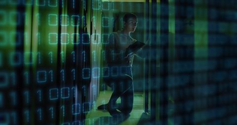 IT Engineer Analyzing Data Servers with Holographic Interface - Download Free Stock Images Pikwizard.com