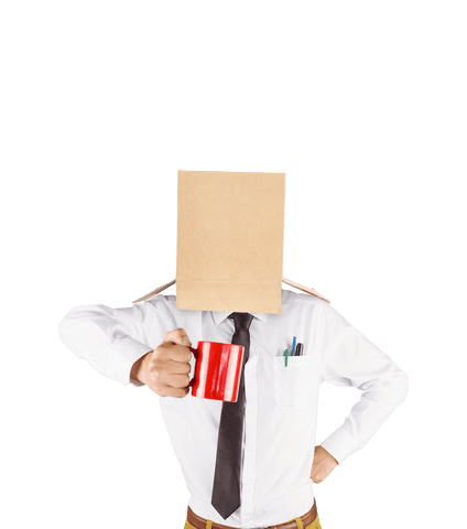 transparent businessman with box on head holding coffee mug - Download Free Stock Videos Pikwizard.com