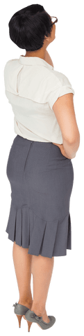 Rear View of Professional Caucasian Businesswoman on Transparent Background