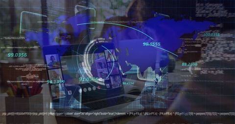 Global Business Interaction Through Home Office Technology - Download Free Stock Images Pikwizard.com