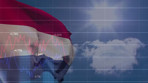 Netherlands Flag Against Global Data Analytics Illustration
