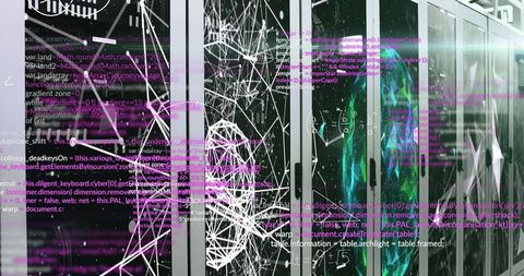 Futuristic Data Center Server with Streaming Code and Graphics - Download Free Stock Images Pikwizard.com