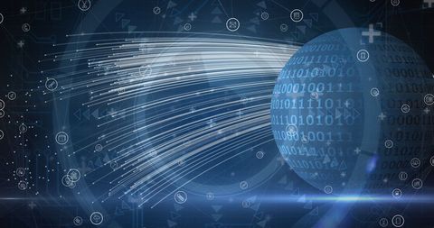 Binary Coding and Digital Icons Around a Globe - Download Free Stock Images Pikwizard.com