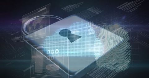 Cloud Security Concept with Digital Lock and Fingerprint Element - Download Free Stock Images Pikwizard.com