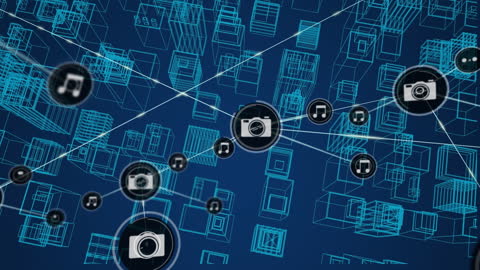 Digital Multimedia Network on Futuristic Geometric Blueprint