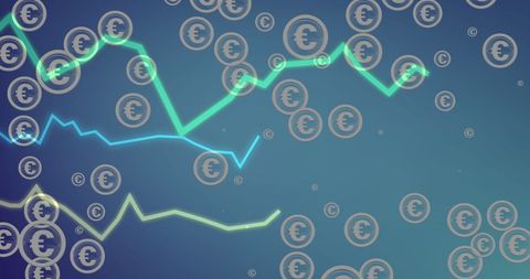 Euro currency graph with digital interface