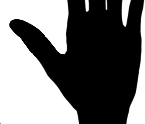 Silhouette of friendly hand gesture on transparent background