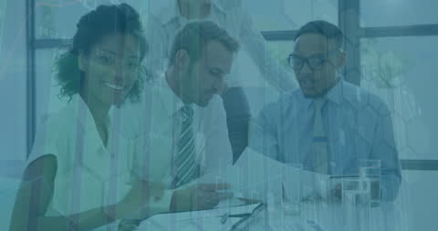 Business Team Analyzing Financial Dashboard with Data Graphics