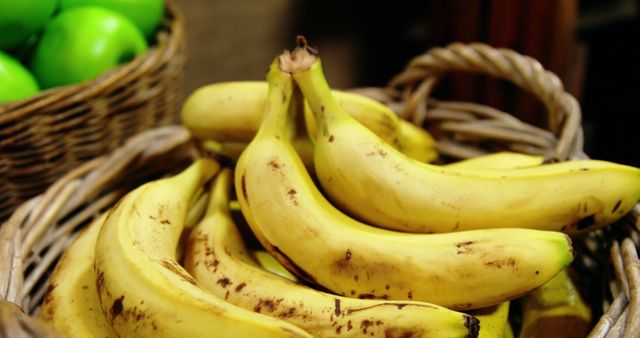 Close-up of bananas in basket in supermarket - Download Free Stock Photos Pikwizard.com