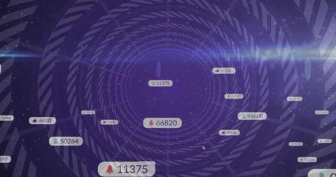 Swirling Digital Vortex Pulling Notification Badges into Neon Virtual Data Tunnel
