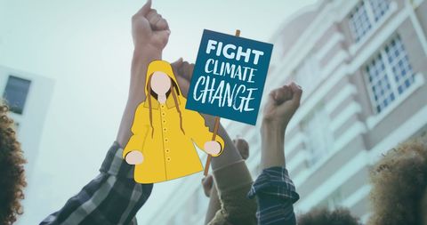 Protesters Demonstrating against Climate Change with Placard