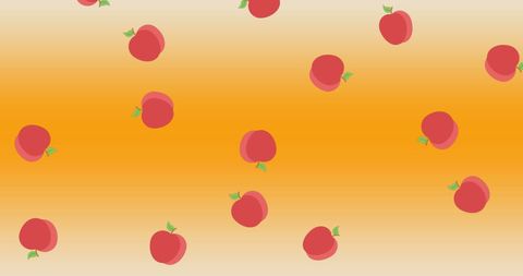Seamless Apple Pattern on Vibrant Orange Background