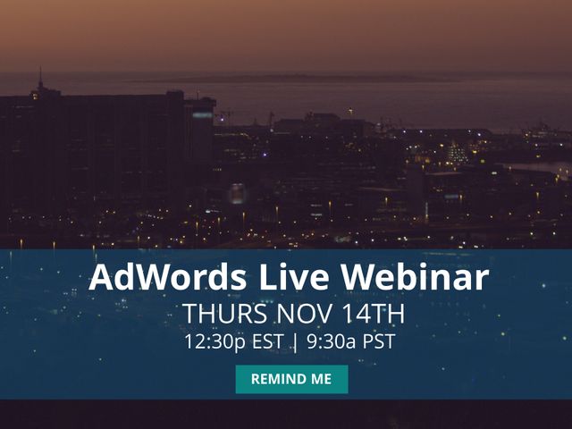 AdWords Live Webinar Announcement with City Skyline at Dusk - Download Free Stock Templates Pikwizard.com