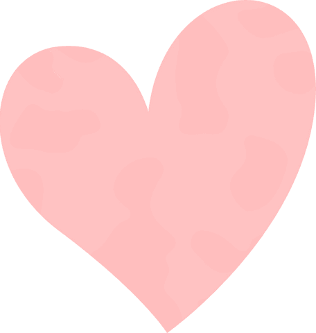 Pastel Pink Flat Heart Floating on Transparent Background